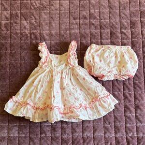 cupcakes & cashmere Pink and White Ruffle Dress Set baby 3-6 month